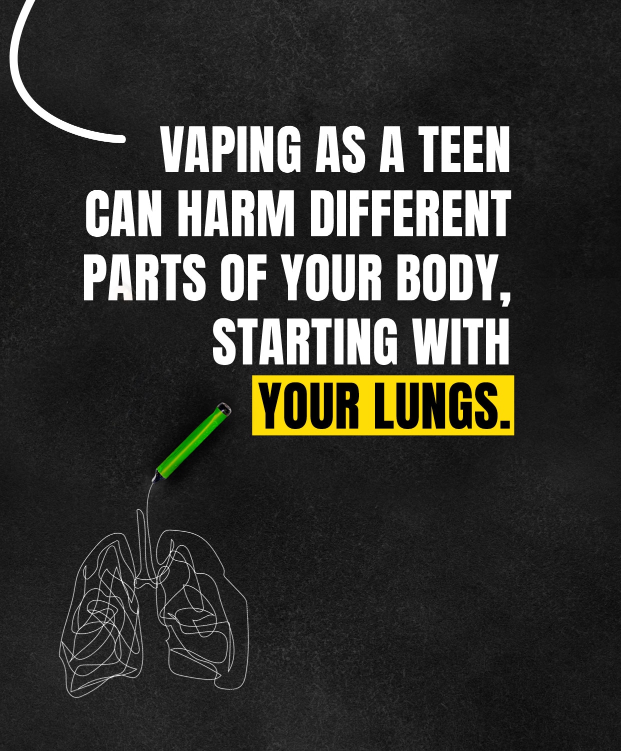 Vaping as a teen can harm different parts of your body, starting with your lungs.