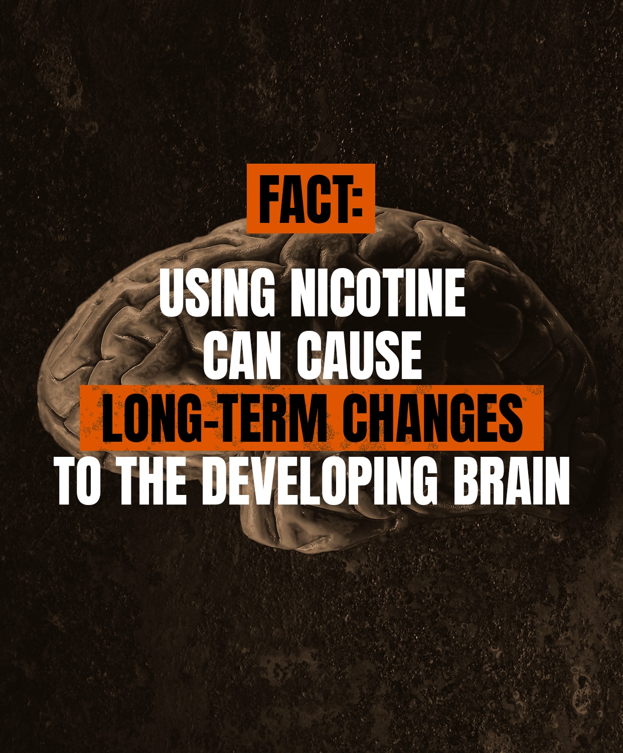 Fact: using nicotine can cause long term changes to the developing brain.